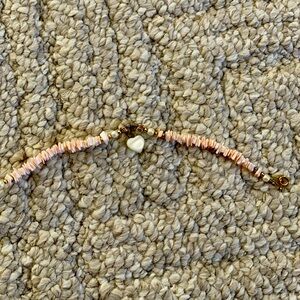 Pink Puka Shell Bracelet With Heart Charm Vintage / Retro 1980’s